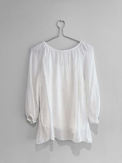 Pre Owned White Embroidered Boho Tunic Blouse