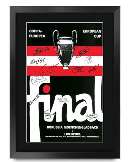 Liverpool FC 1977 European Cup Final Signed Framed Programme Printed Poster (A3)