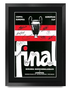 Liverpool FC 1977 European Cup Final Signed Framed Programme Printed Poster (A3)