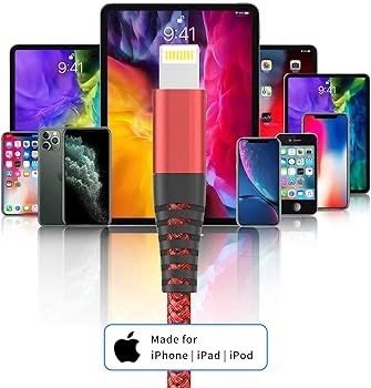 NEW SALE | iPhone Charger Cable, Lightning Cable 3Pack 6FT/1.8M iPhone Charger Braided Long iPhone USB Fast Charging Cable