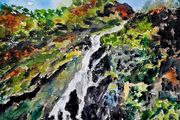 powerscourt waterfall watercolor