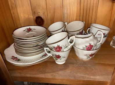 Royal Tara Fine Bone China Pink Rose Tea Set