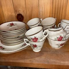 Royal Tara Fine Bone China Pink Rose Tea Set