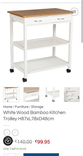 White wooden Kitchen island / utility trolley