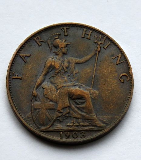 1903 farthing bronze british edwardian era coin