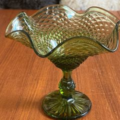 1960's jade green Fenton style compote/bonbon dish