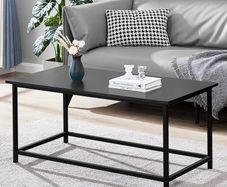 FREE P&P  Black Coffee Table Simple Modern Open Design Rectangular Minimalist Coffee Tables for Living Room Modern Center Cocktail Table, Easy Assembly, 100x 50x 45CM