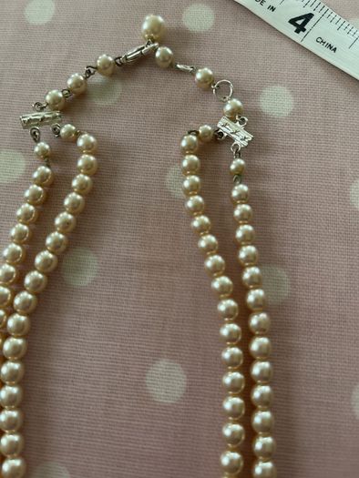 Double strand Faux pearls with Diamond clasp