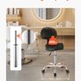 450LBS Saddle Stool with Back Support Rolling Adjustable PU Leather Salon Chair Image 5