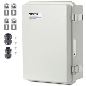 Outdoor Electrical Junction Box, 300 x 200 x 180 mm, ABS Plastic Electrical Enclosure Box with Hinged Cover Stainless Steel Latch