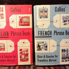 Vintage Collins Italian And French Phrase Books.