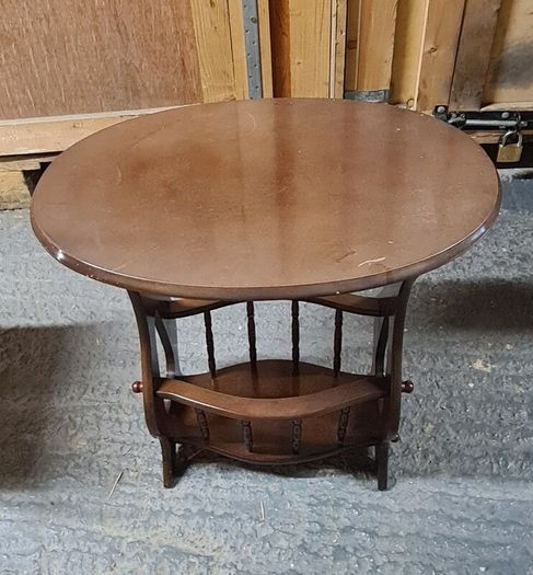 Vintage Oval Coffee Table with Lower Magazine Shelf
