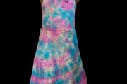 Handmade tie dye denim dungaree dress size 8 festival Season Postage included