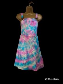 Handmade tie dye denim dungaree dress size 8 festival Season Postage included