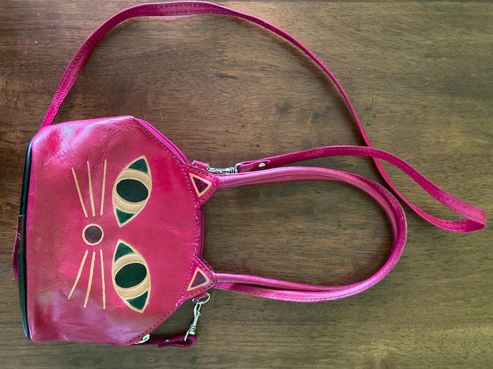 real leather shoulder hand bag cat