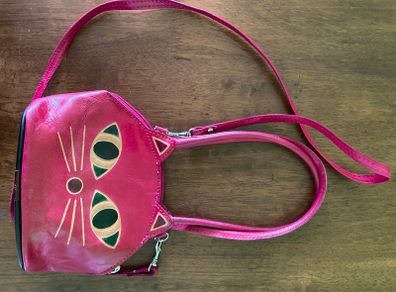 real leather shoulder hand bag cat