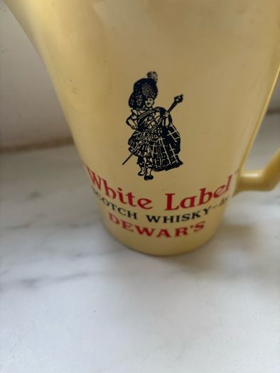 white label scotch Dewars jug