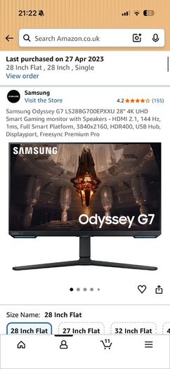 Samsung Odyssey g7 28"