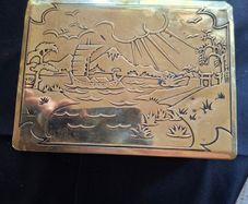 Rare Japanese Brass working Musical Jewellry Box with Key circa 1920s Beautifully Detailed Postage Available