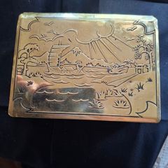 Rare Japanese Brass working Musical Jewellry Box with Key circa 1920s Beautifully Detailed Postage Available