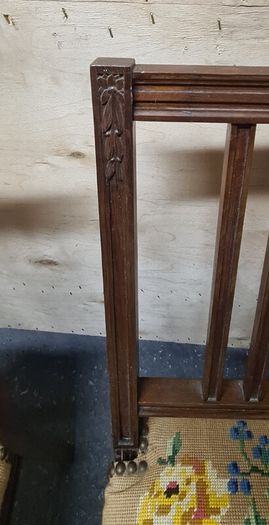 Pair of Vintage Wooden Dining Chairs with Tapestry Upholstery