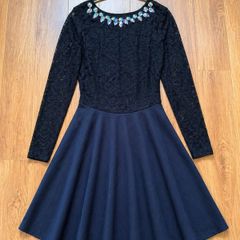 W.I.D.A Black Lace Party Dress  Size 12 Statement Neckline