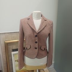 Sisley Textured Knit BlazerJacket Brown Pink Size 8-10