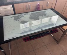 Glass Topped World Map Desk 120x60