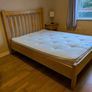 Double Bed Frame and Mattress, Solid Wood Image 3