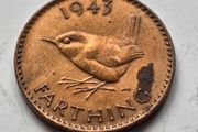 Wartime 1943 United Kingdom Farthing Coin