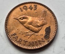 Wartime 1943 United Kingdom Farthing Coin