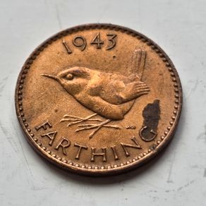Wartime 1943 United Kingdom Farthing Coin