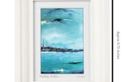 Blue Poolbeg, Dublin, A6 framed print by artist Helen Mathews