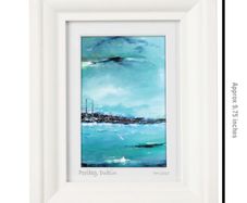 Blue Poolbeg, Dublin, A6 framed print by artist Helen Mathews