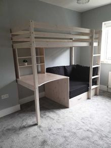 Bed with work desk and pull out bed