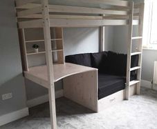Bed with work desk and pull out bed