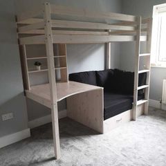 Bed with work desk and pull out bed