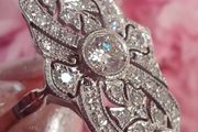 Antique Art Deco 14 Carat White Gold and Diamond Ring