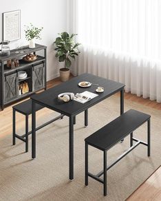 Dining table with 2 benches