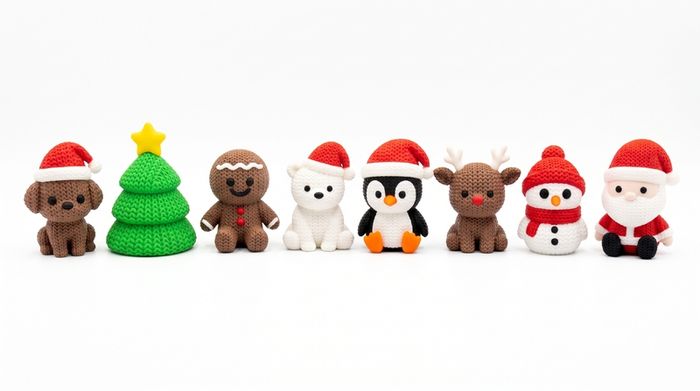 Christmas themed miniature figures on trays