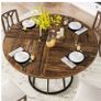 Round Dining Table 120cm with Wooden Top and Black Metal Base  Seats 4 Image 3