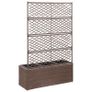 Trellis Raised Bed with 3 Pots 83x30x130 cm Poly Rattan Brown Image 2