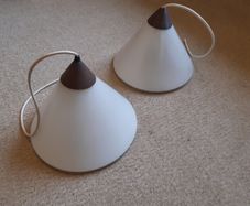 Two Large Vintage Frosted Glass Ceiling Light Fittings