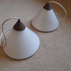 Two Large Vintage Frosted Glass Ceiling Light Fittings