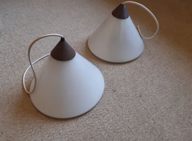 Two Large Vintage Frosted Glass Ceiling Light Fittings