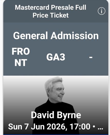 David Byrne Ticket