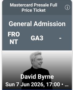 David Byrne Ticket