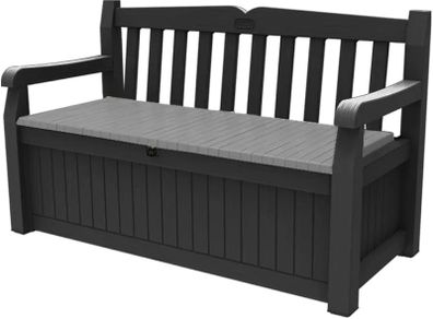 265L Outdoor 60% recycled Garden Furniture Storage Box Graphite & Light Grey | Fade Free | All Weather Resistant | Safe and Secure | Zero Maintenance