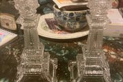 Glass design cut Eiffel Tower candle holders free postage