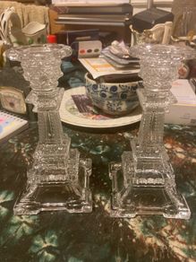 Glass design cut Eiffel Tower candle holders free postage
